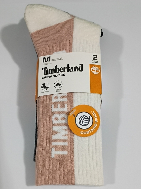 Timberland Accessories - Timberland Crew Socks in White, Gray and Dusty Rose - 2 Pack - SIZE Medium NWT